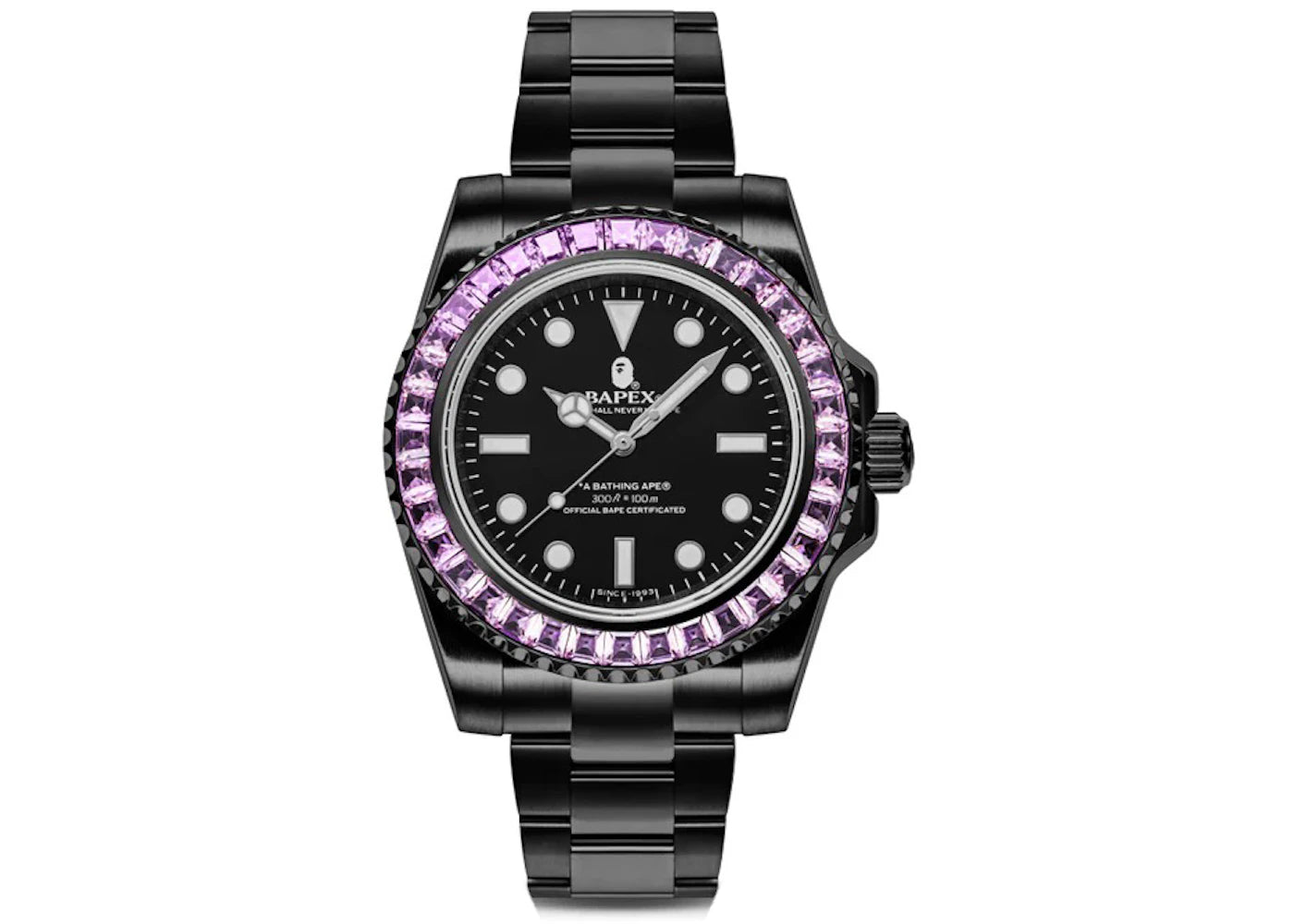 BAPE Type 1 BAPEX Crystal Stone Watch Pink