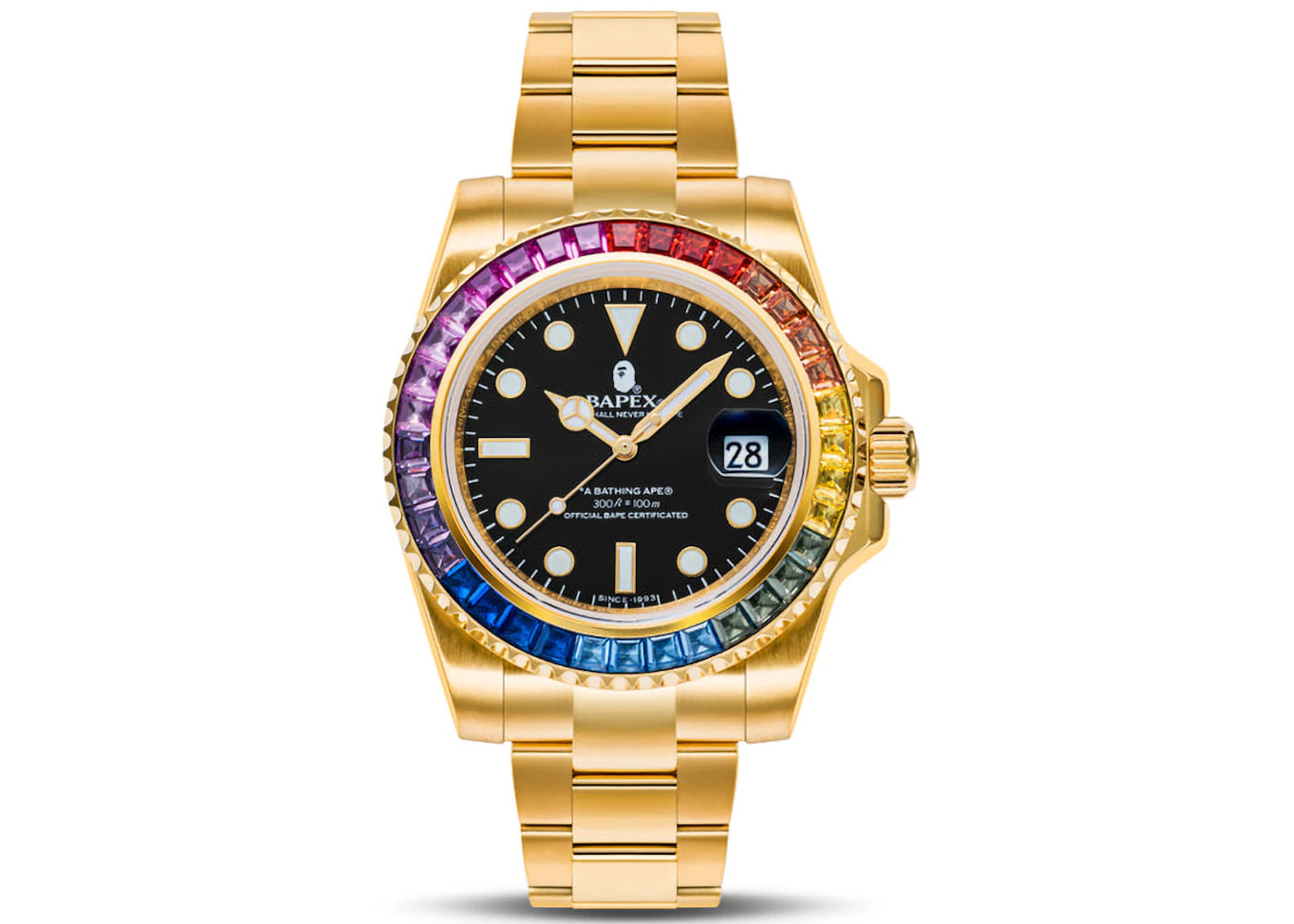 BAPE Type 1 Bapex Crystal Stone Watch Gold/Rainbow