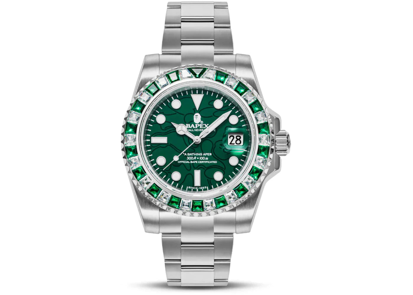 BAPE Type 1 Crystal Stone BAPEX Watch (SS24) Green