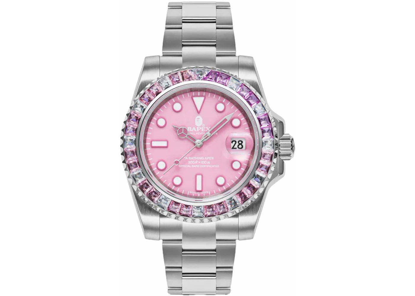 BAPE Type 1 Crystal Stone BAPEX Watch Pink