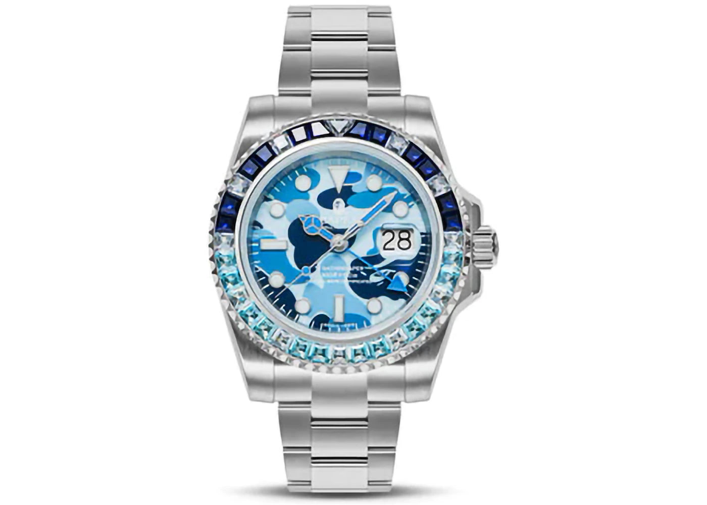 BAPE Type 2 ABC Camo Crystal Stone BAPEX Watch Blue