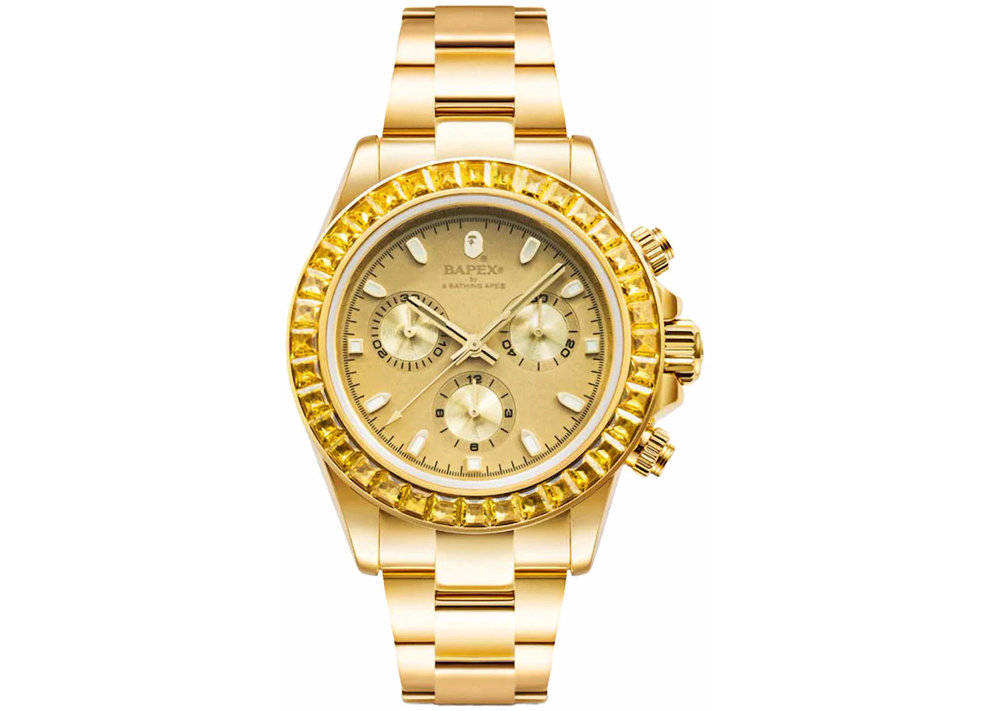 BAPE Type 4 BAPEX Crystal Stone Gold Watch Gold