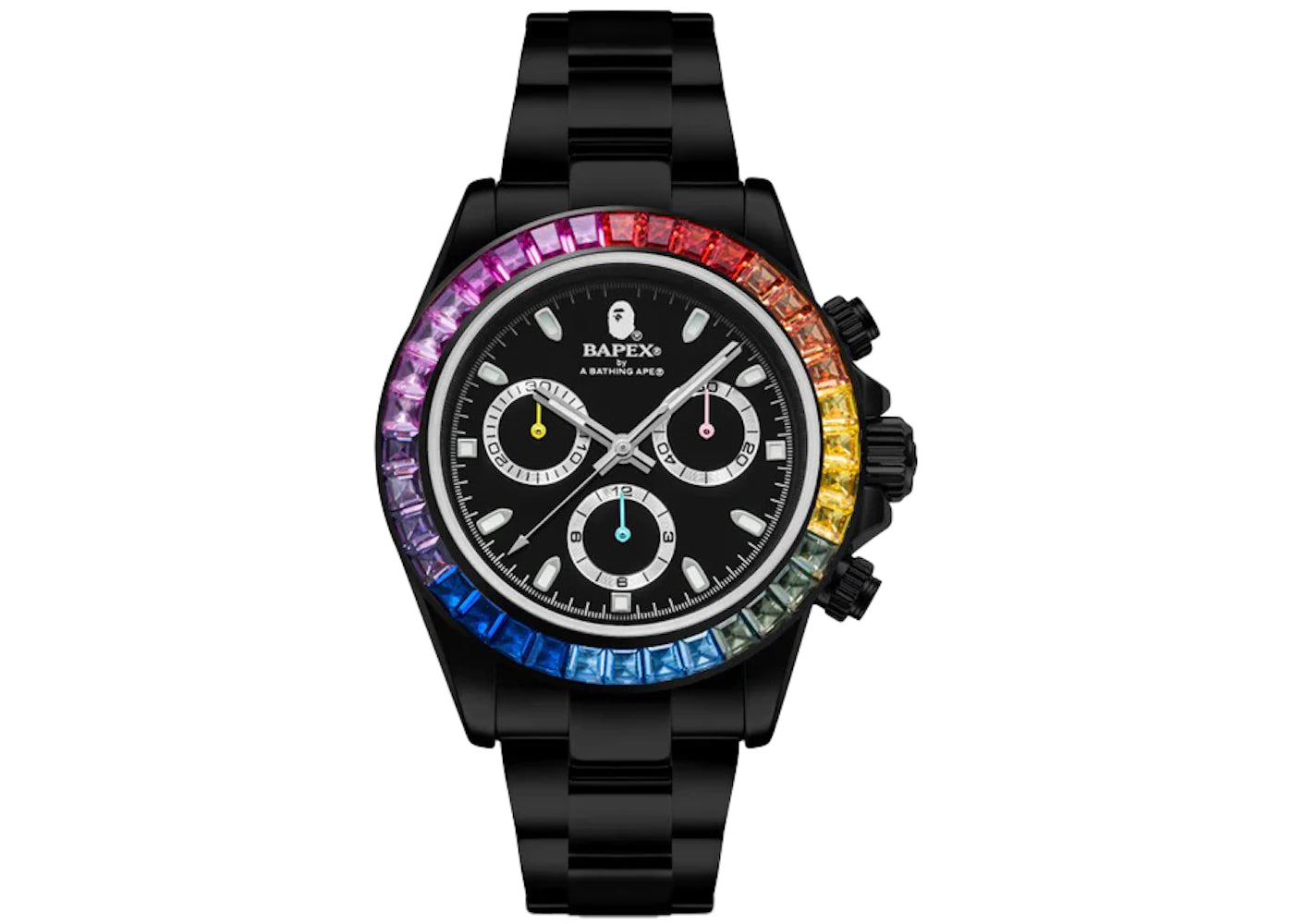 BAPE Type 4 BAPEX Crystal Stone Watch Black