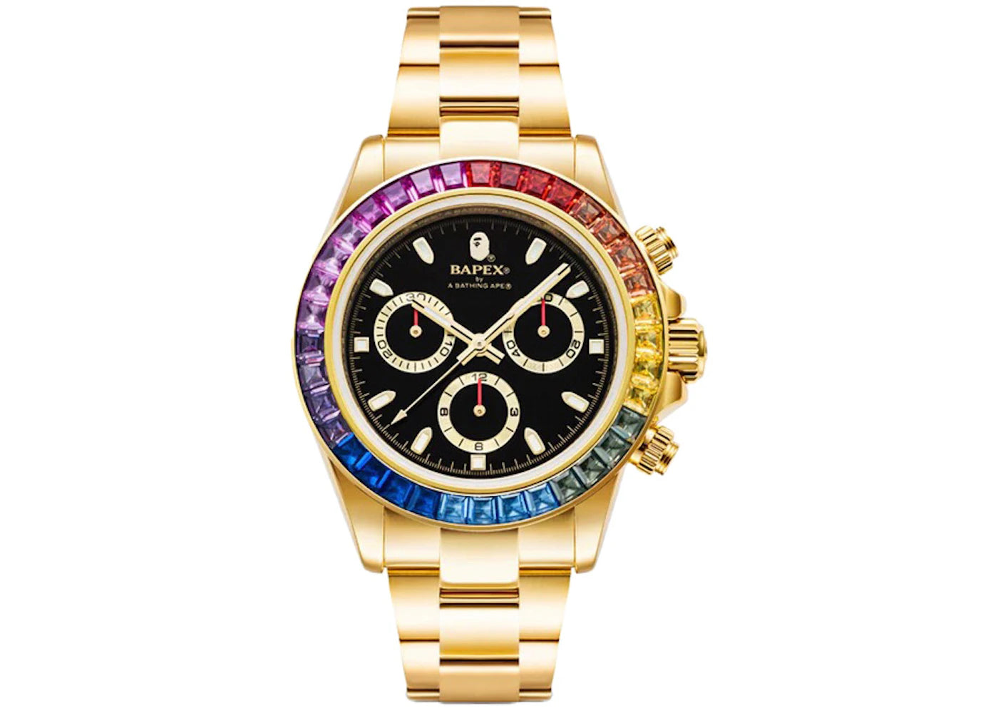 BAPE Type 4 BAPEX Crystal Stone Watch Gold