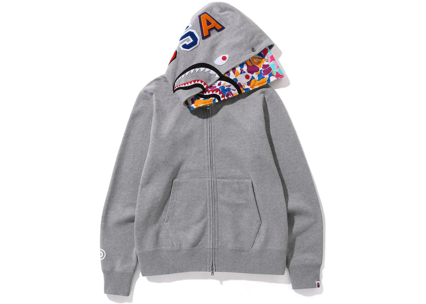 BAPE US Limited Collection Shark Full Zip Double Hoodie Grey