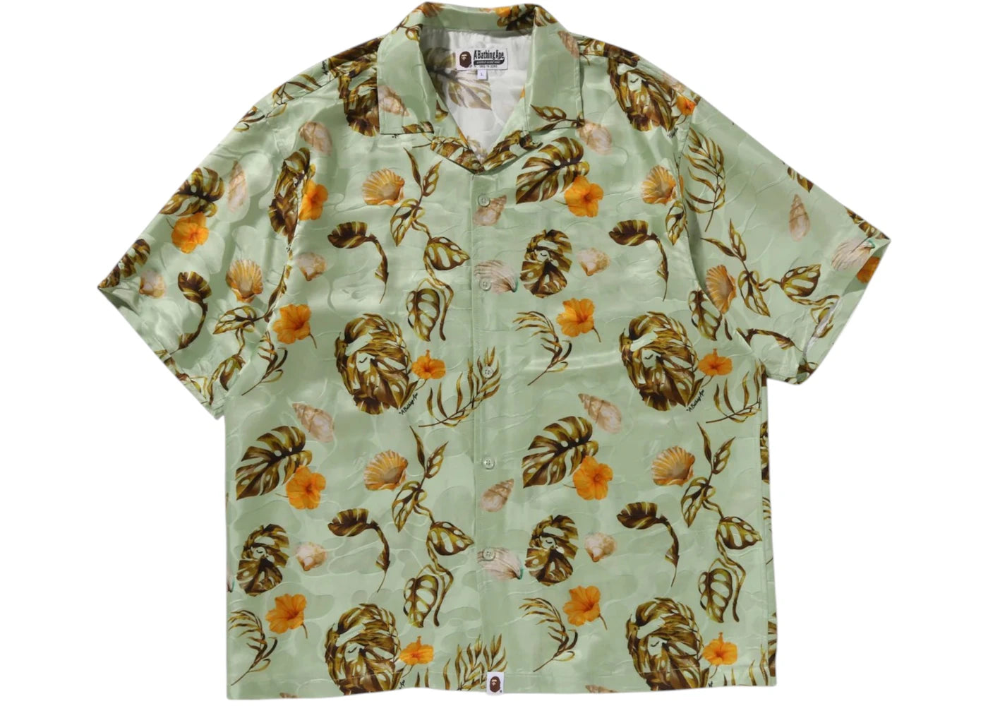 BAPE Vacation Pattern Open Collar SS Shirt Green – Side Kicks