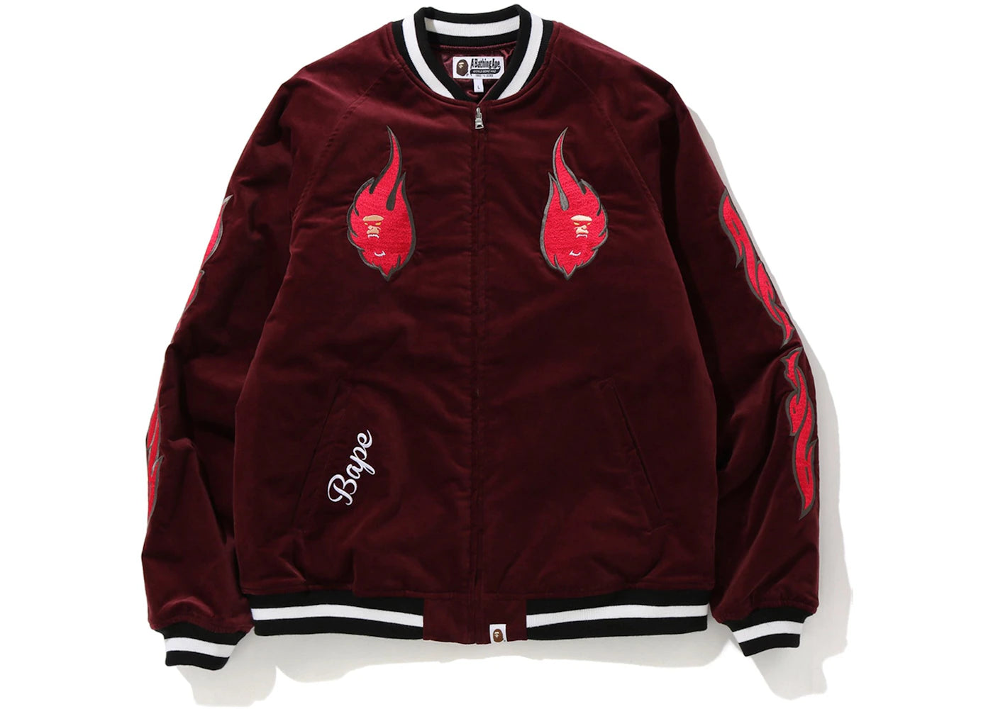 BAPE Velour Souvenir Jacket Burgundy