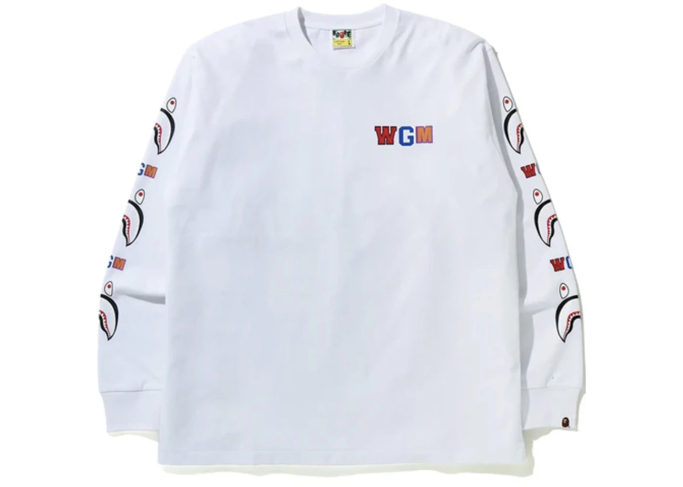 BAPE WGM Shark Relaxed Fit L/S Tee White
