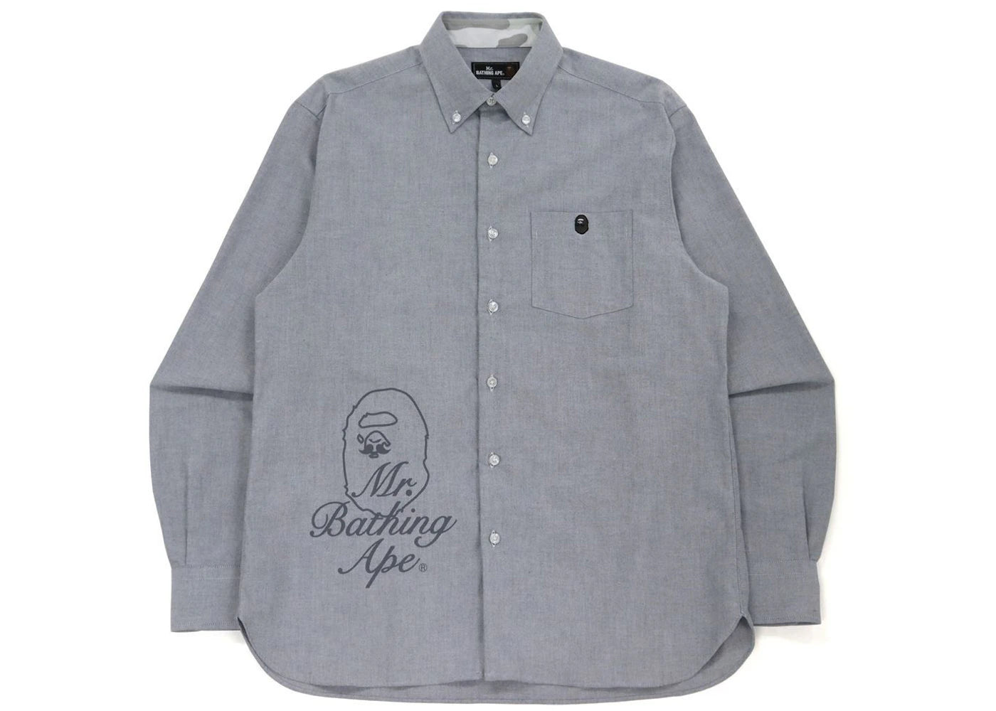 BAPE Wide Logo Print Shirt Gray