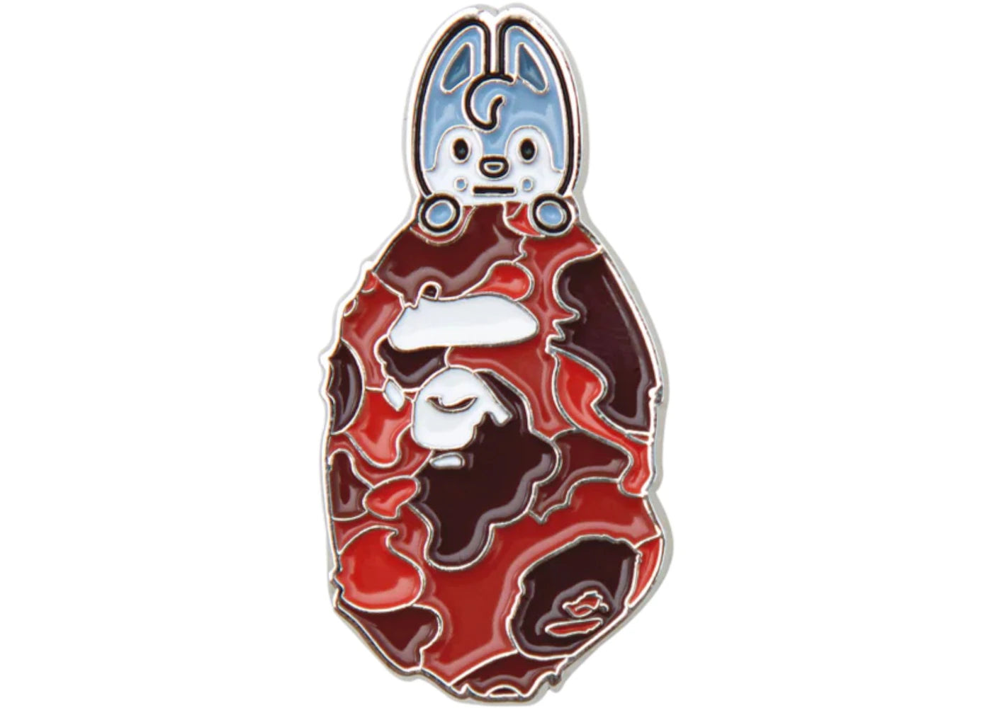 BAPE Wolf Chan Metal Pin Red