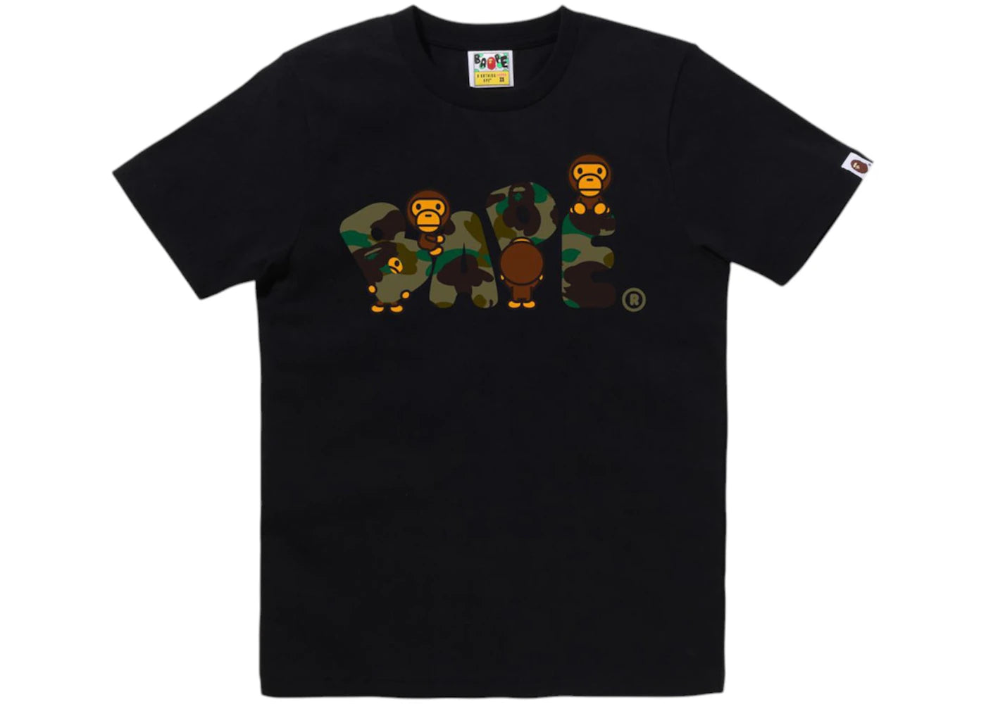 BAPE Women's 1st Camo Milo Bape Logo Tee Black/Green