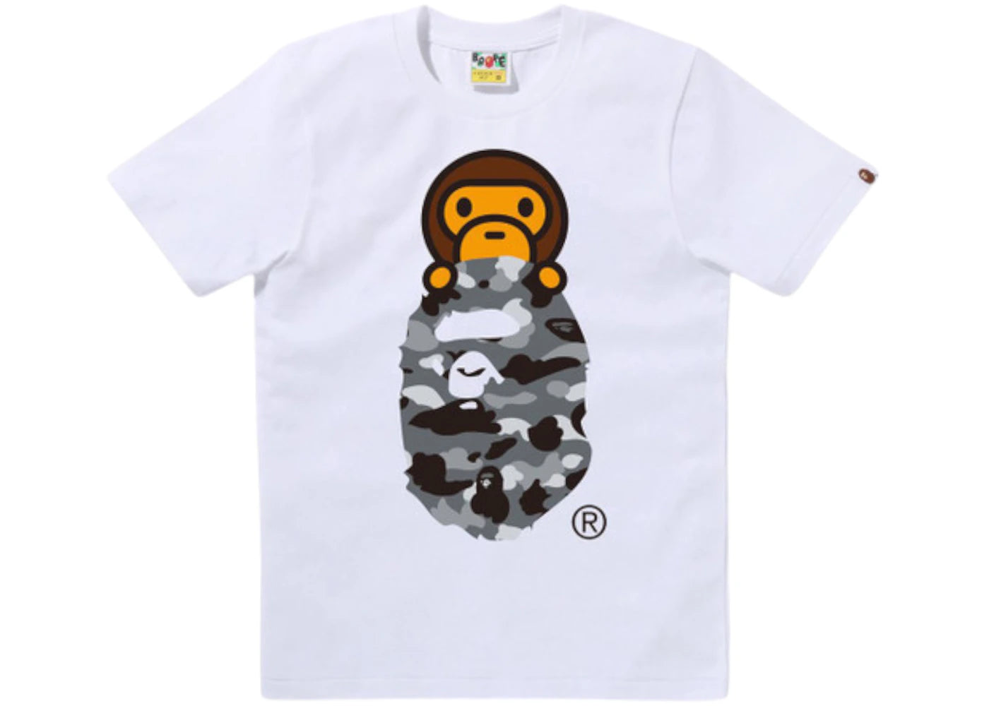BAPE Women's 1st Camo Milo On Ape Head Tee White/Grey