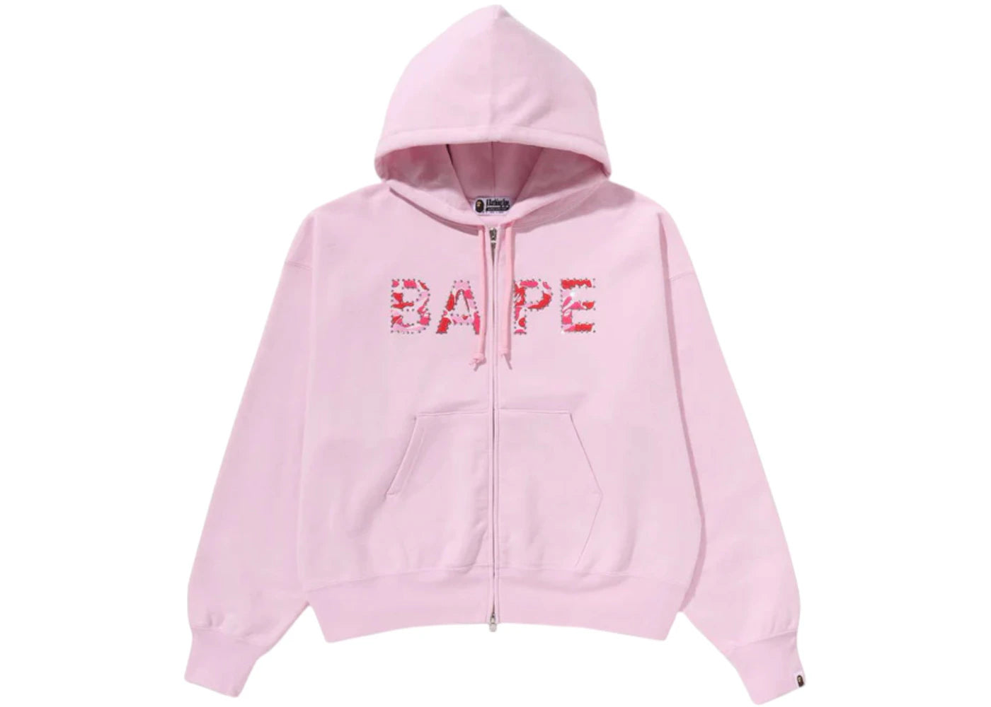 BAPE Women's ABC Camo Crystal Logo Wide Zip Hoodie Pink