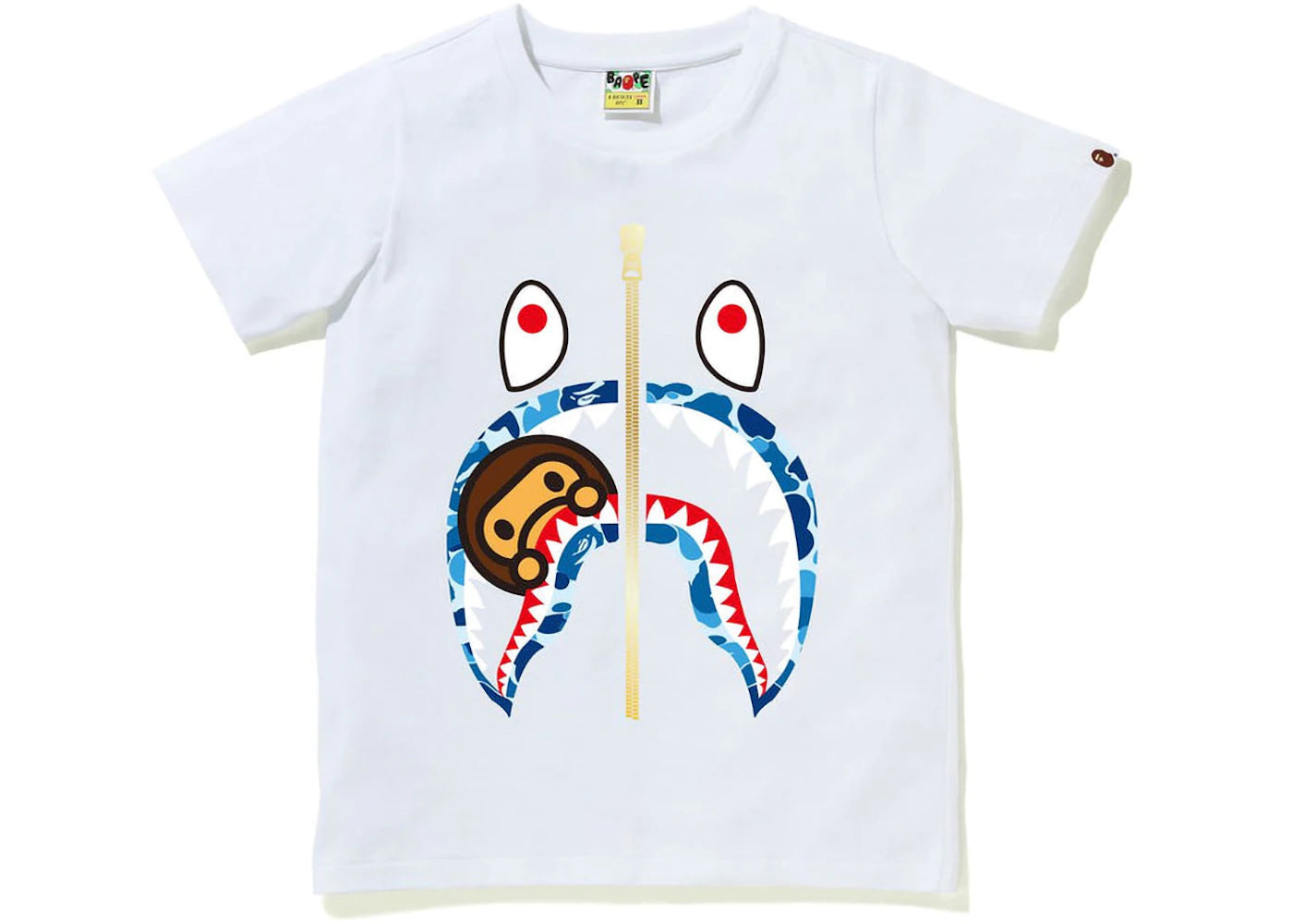 BAPE Womens ABC Camo Milo Shark Tee White Blue