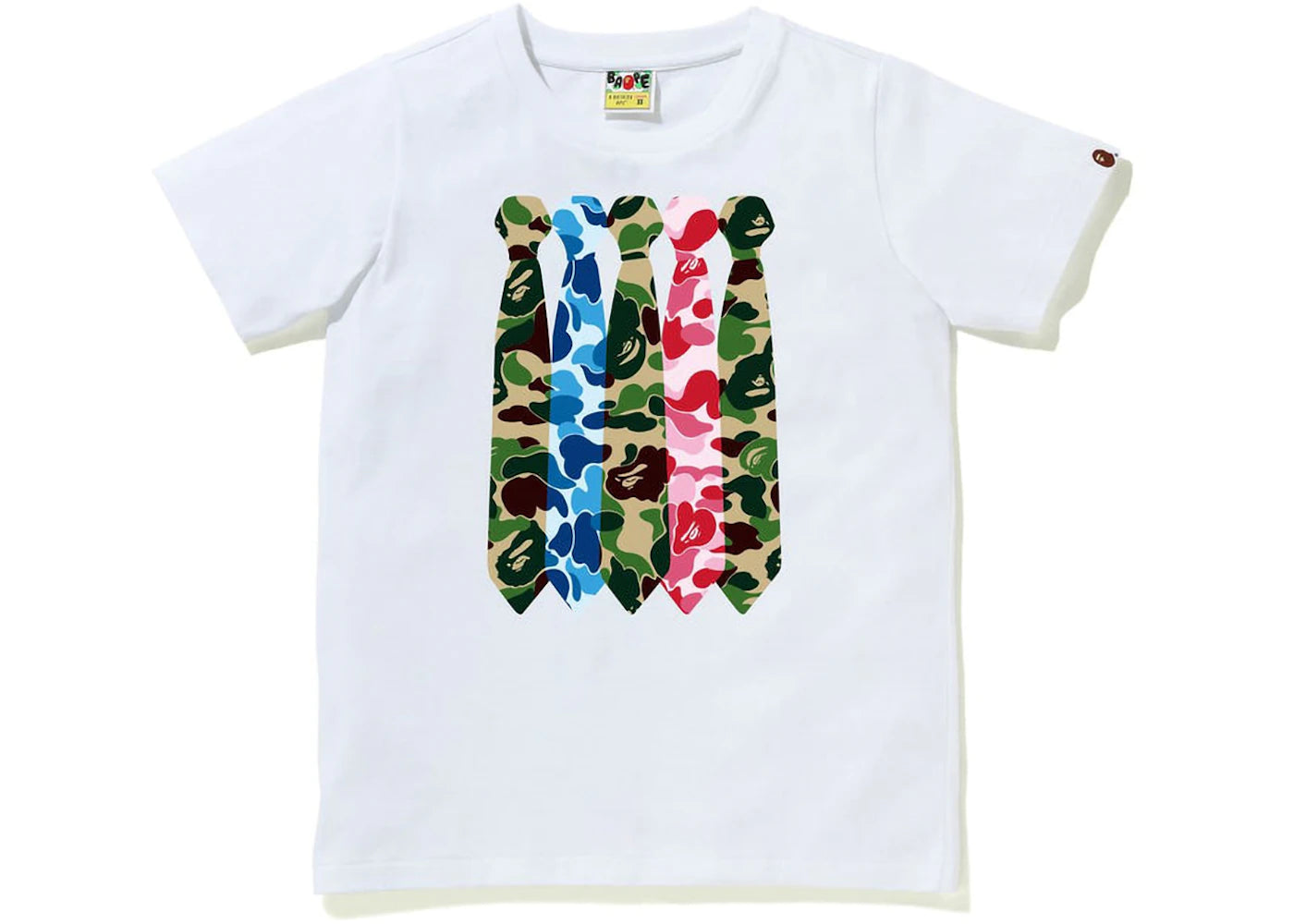 BAPE Womens ABC Camo Neck Tie Tee White