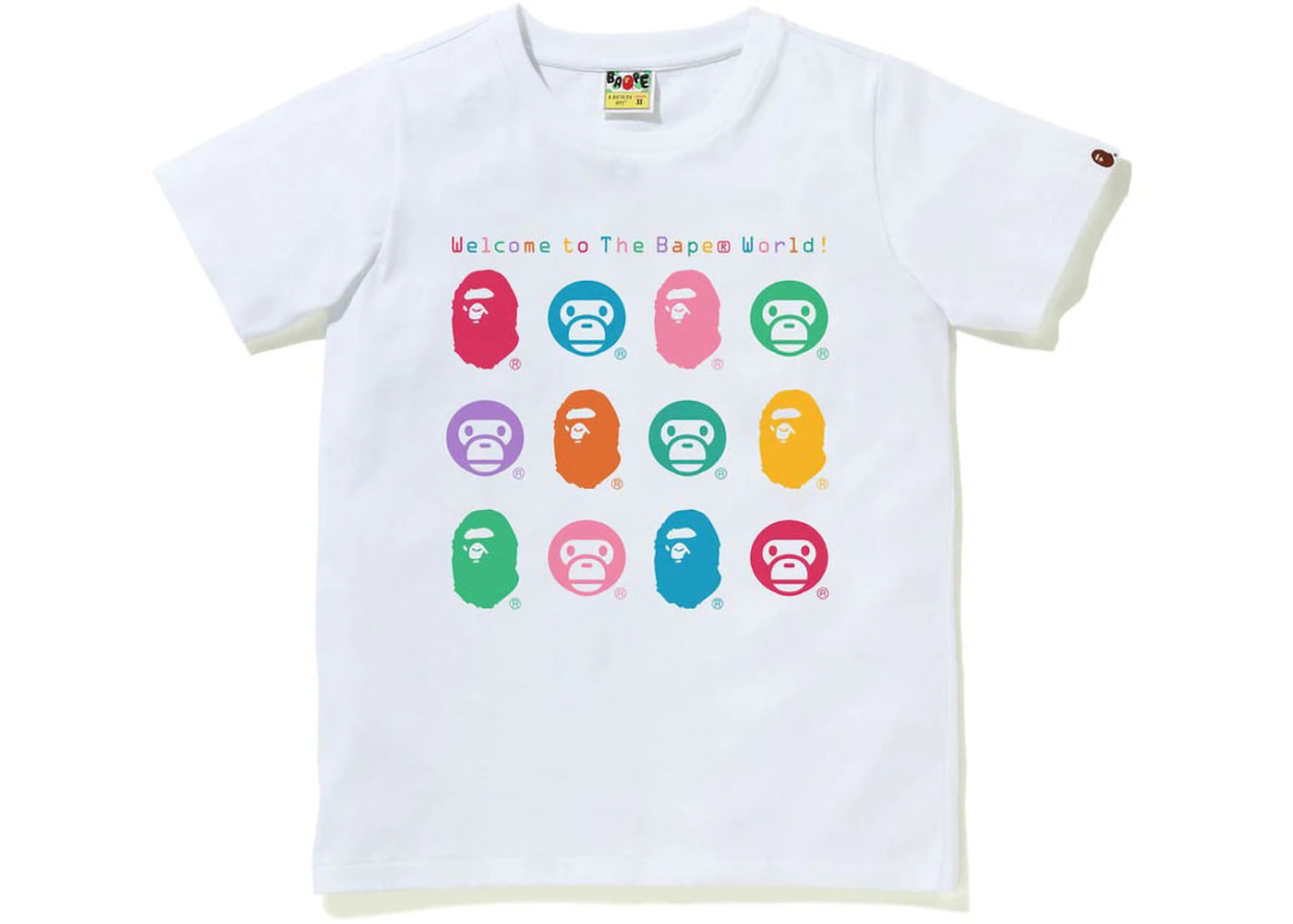 BAPE Womens Ape & Baby Milo Tee White Multi