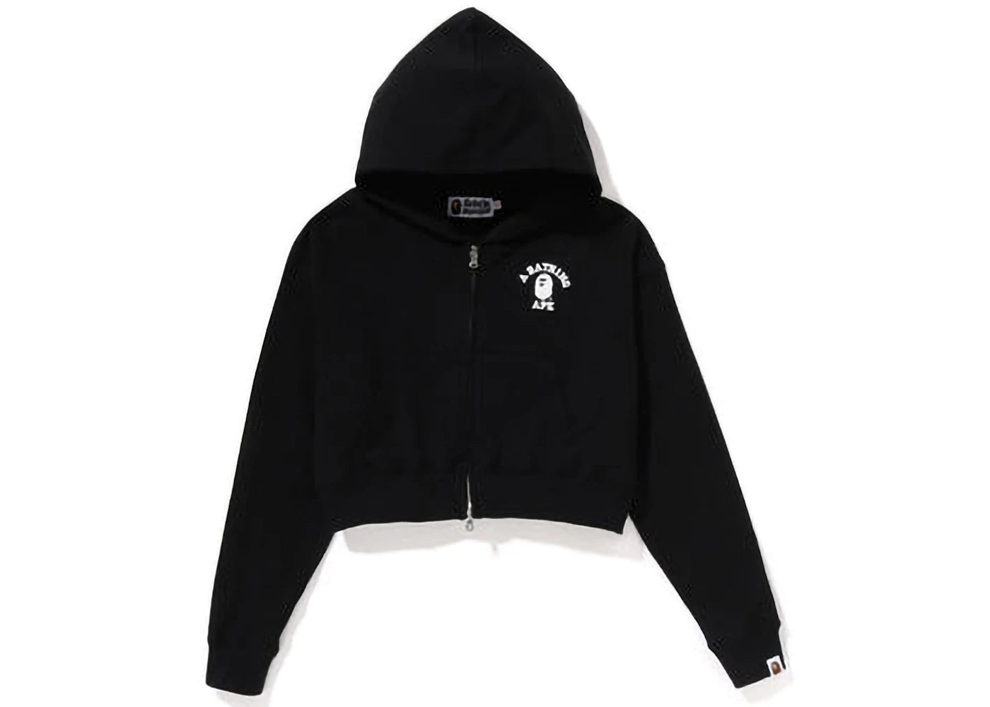 BAPE Womens College Cropped Zip Hoodie Black
