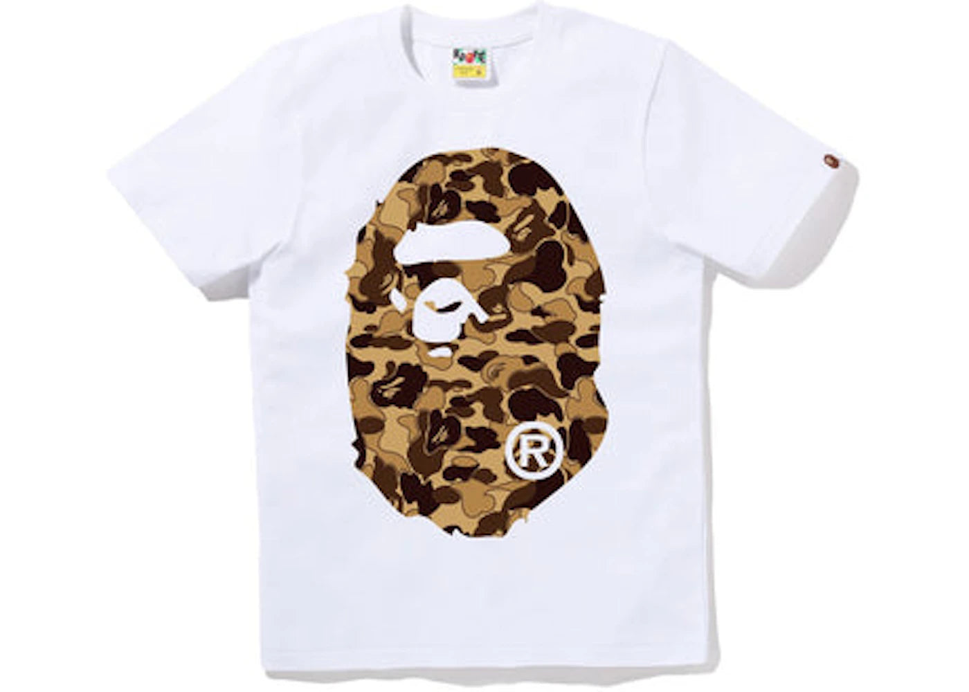 BAPE Womens Cookie Camo 2 Big Ape Head Tee White Brown
