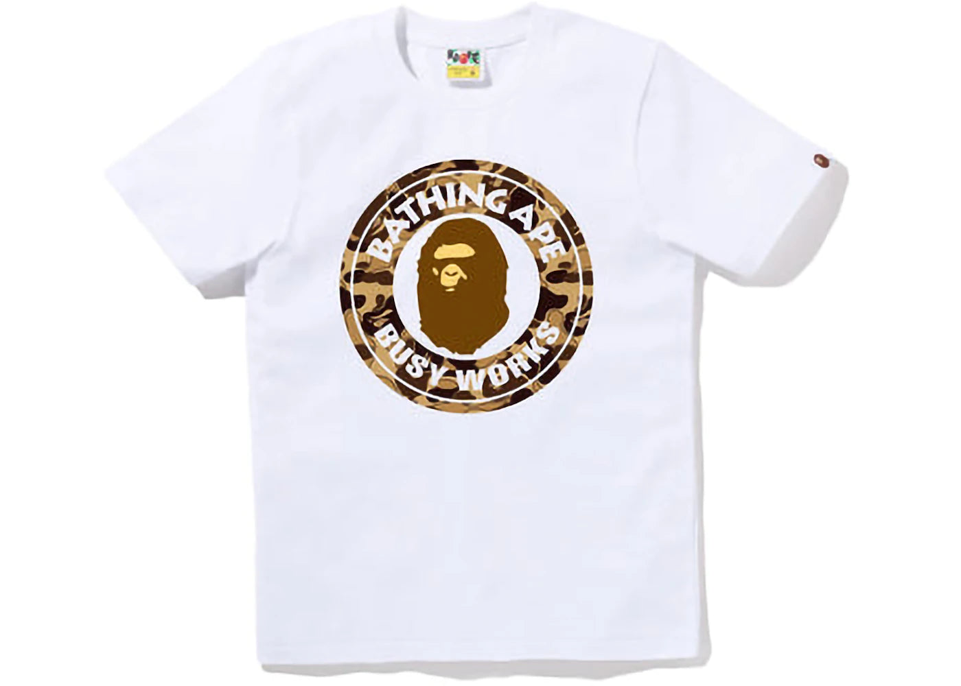 BAPE Womens Cookie Camo 2 Busy Works Tee White Brown