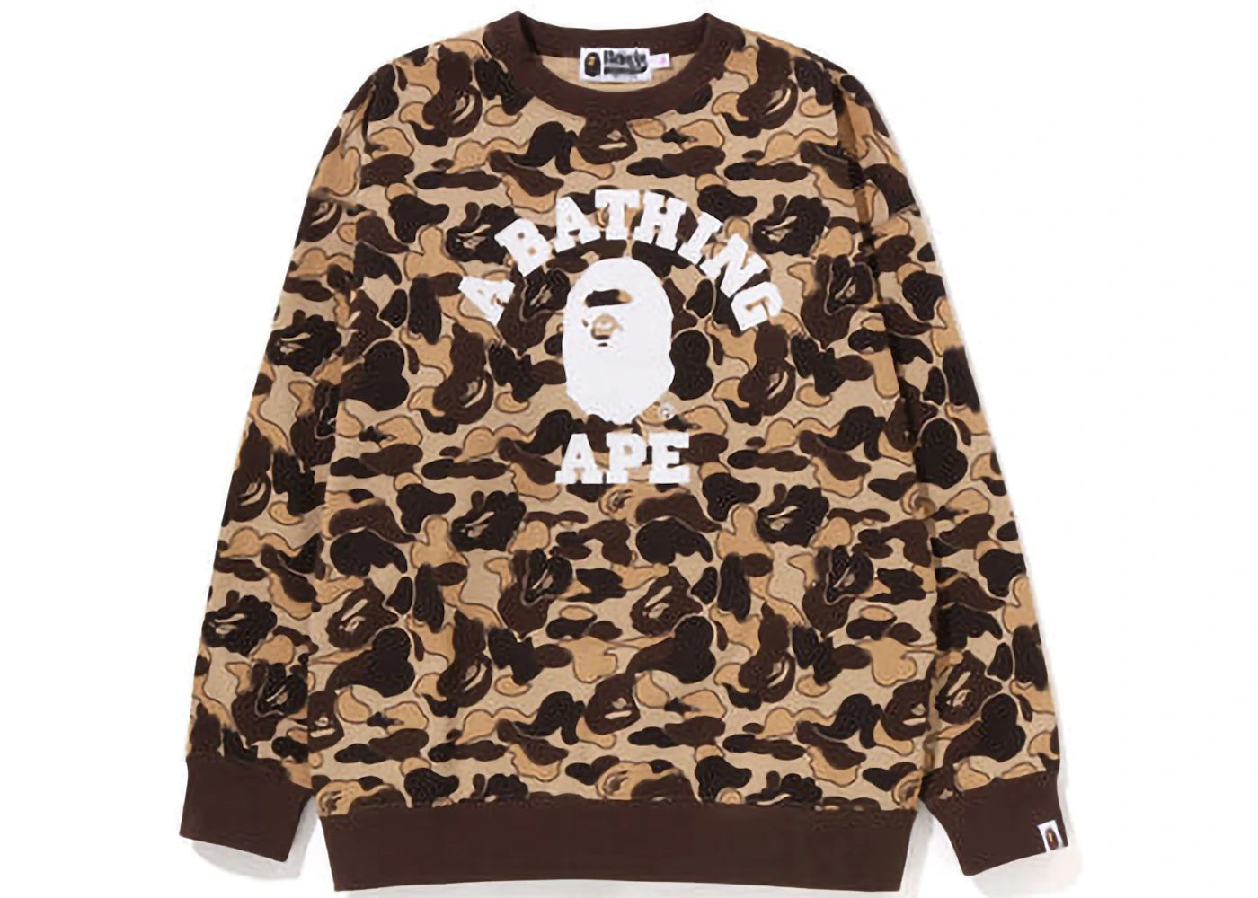 BAPE Womens Cookie Camo 2 College Oversized Crewneck Brown