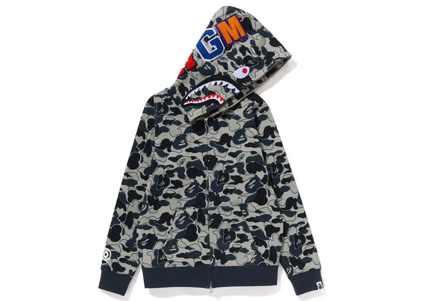 BAPE Womens Cookie Camo 2 Shark Full Zip Hoodie Beige