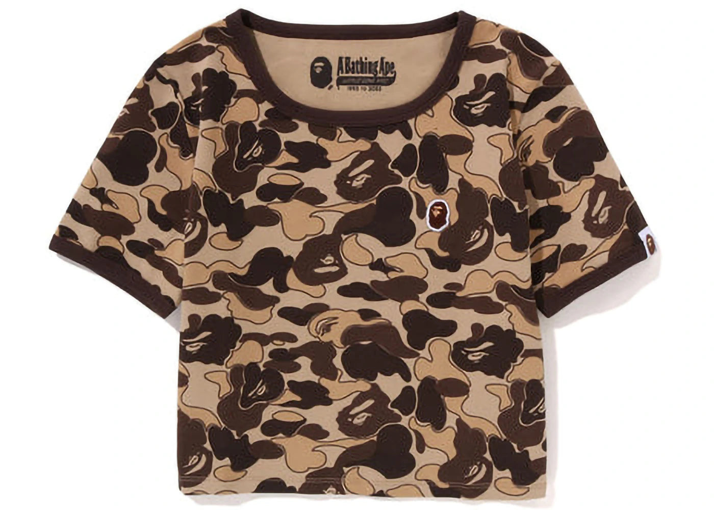 BAPE Womens Cookie Camo 2 Trim Tee Brown