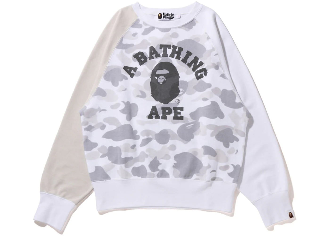BAPE Women's Crazy Color Camo Raglan Crewneck White