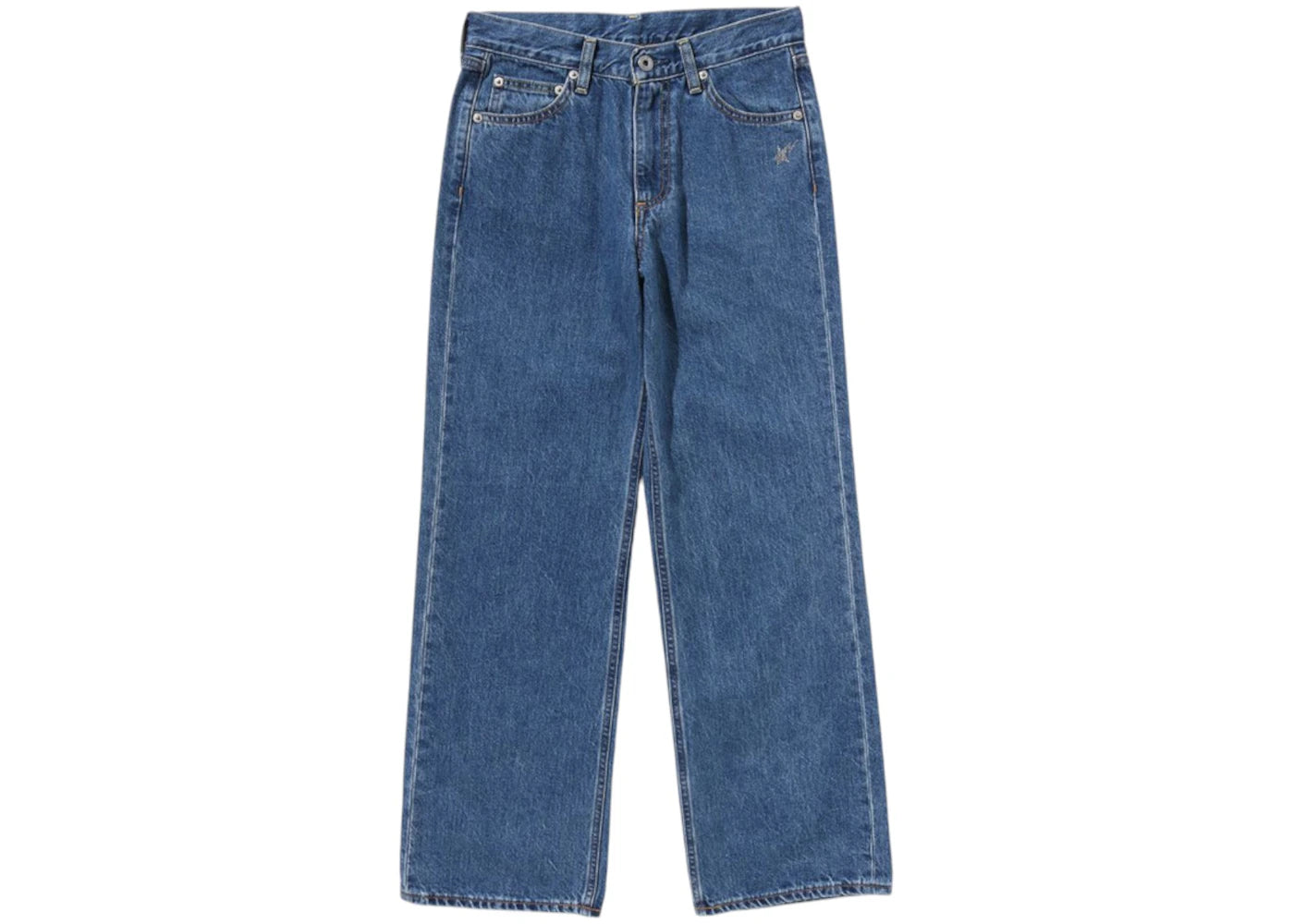 BAPE Women's Crystal Ape Head Flare Denim Pants Blue