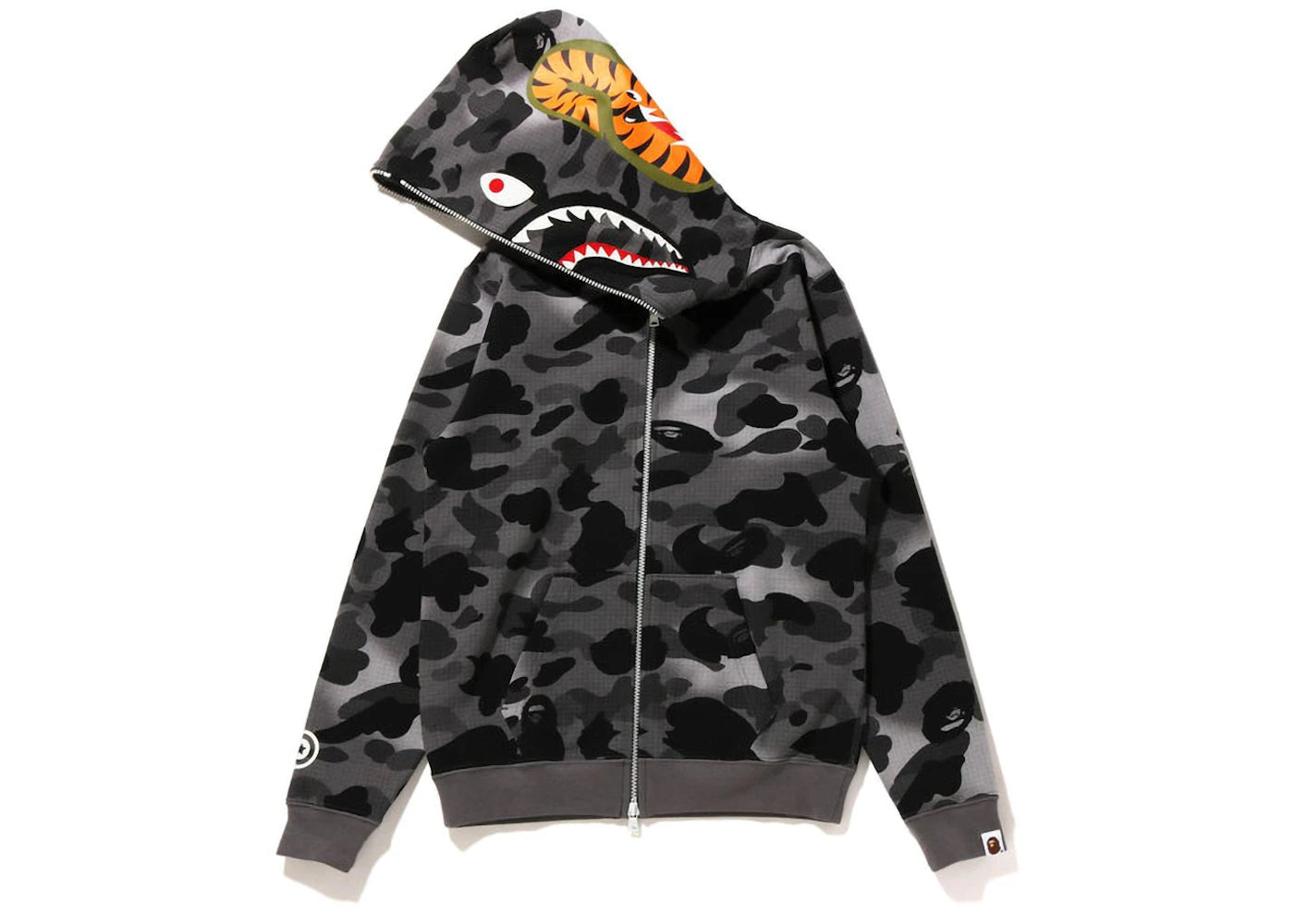 BAPE Women's GRID Camo Shark Full Zip Hoodie Black
