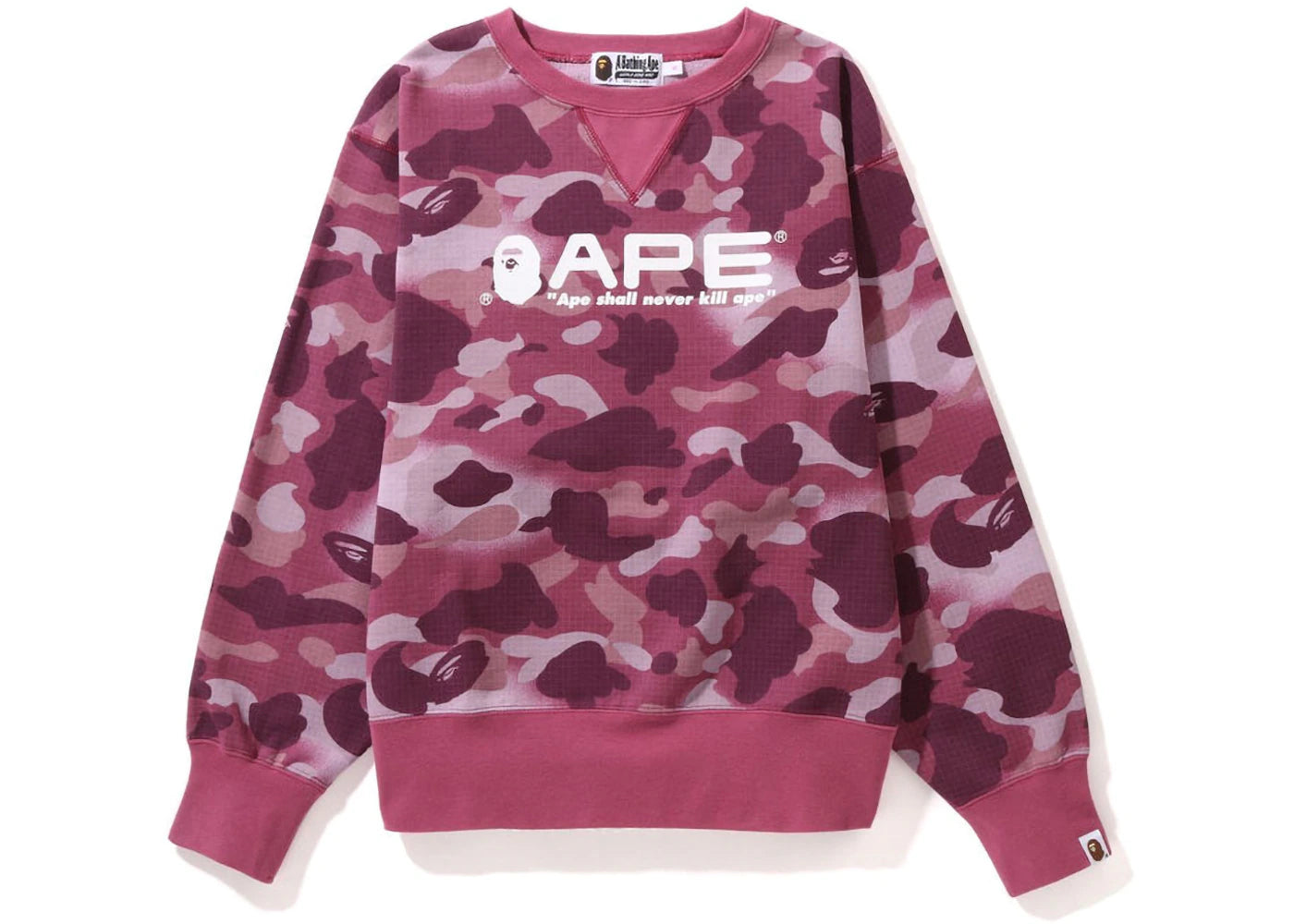 BAPE Women's GRID Camo Wide Fit Crewneck Burgundy