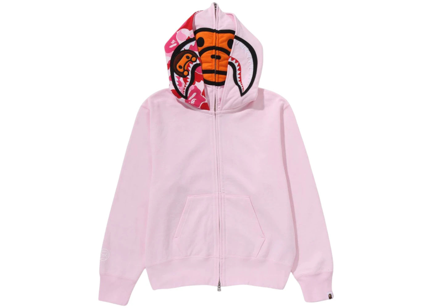 BAPE Women's Milo Shark Full Zip Double Hoodie Pink