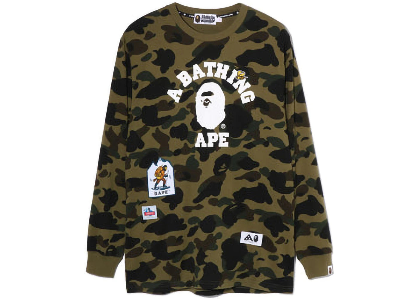 BAPE Women's Multi Label 1st Camo L/S Tee Green