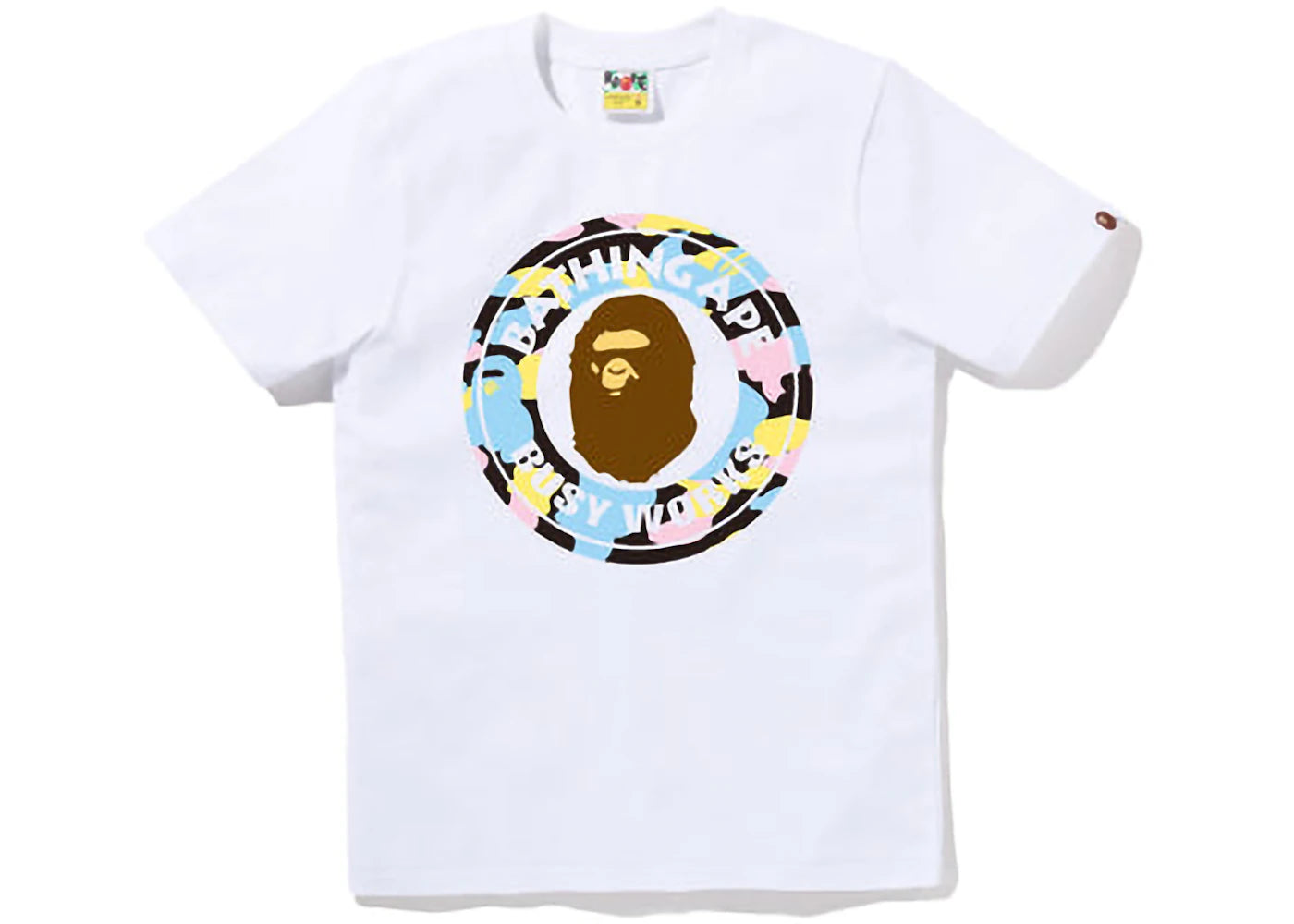 BAPE Womens New Multi Camo Busy Works Tee White