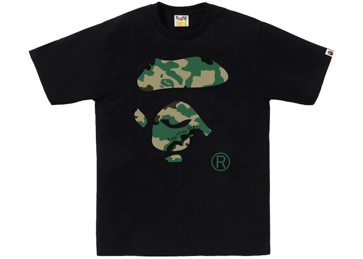 BAPE Woodland Camo Ape Face Tee Black