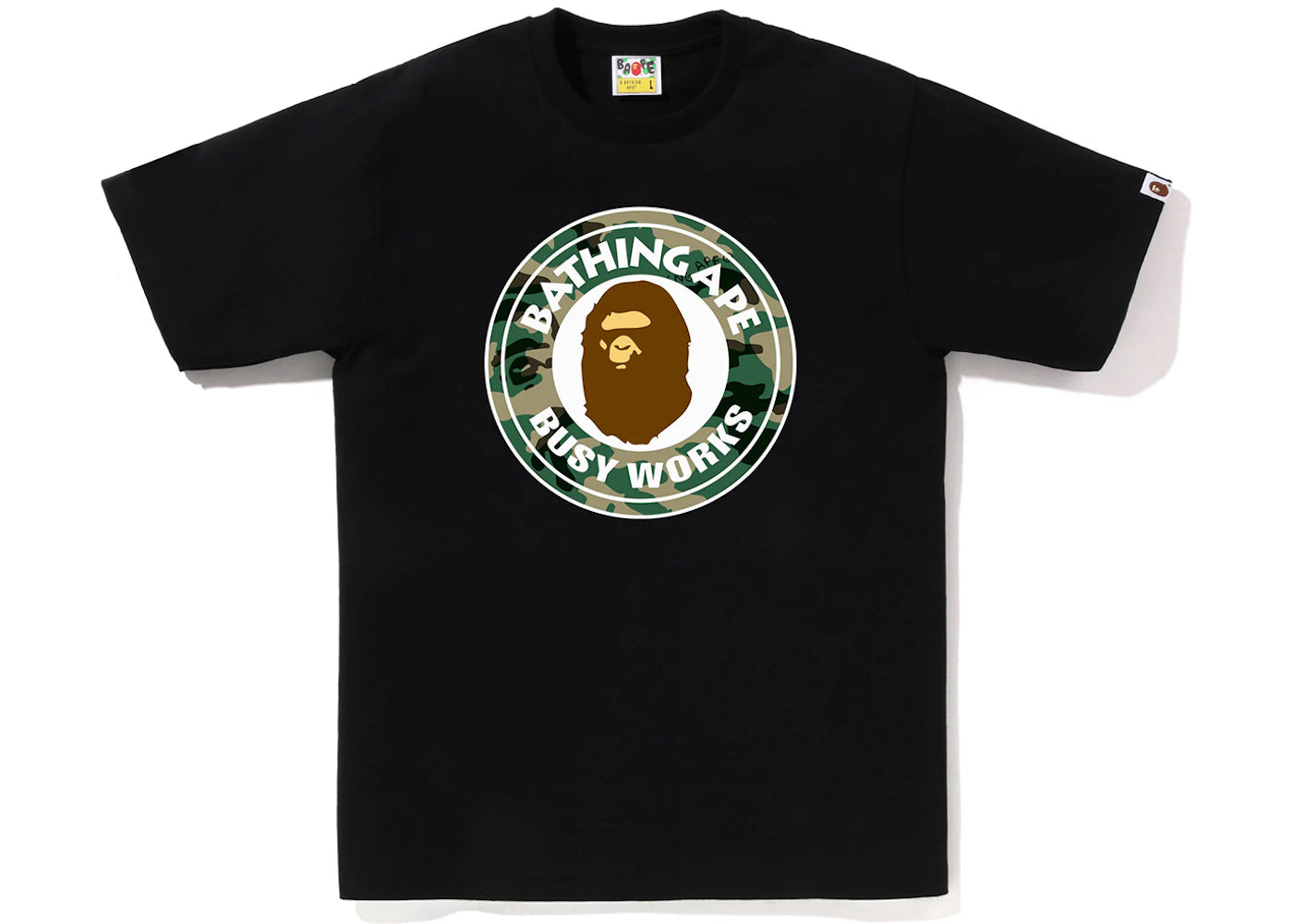 BAPE Woodland Camo Busy Works Tee Black