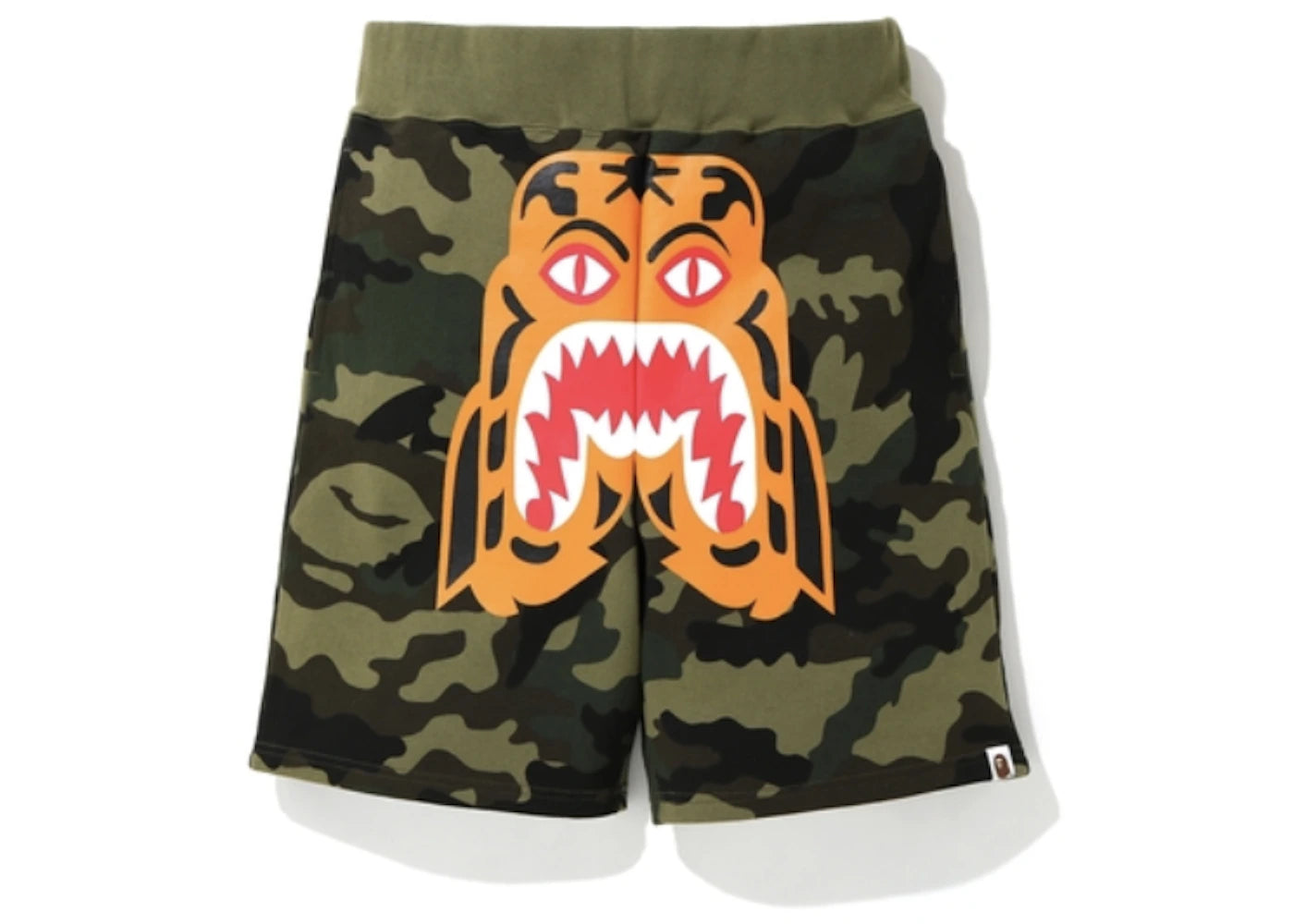 BAPE Woodland Camo Tiger Sweat Shorts Green