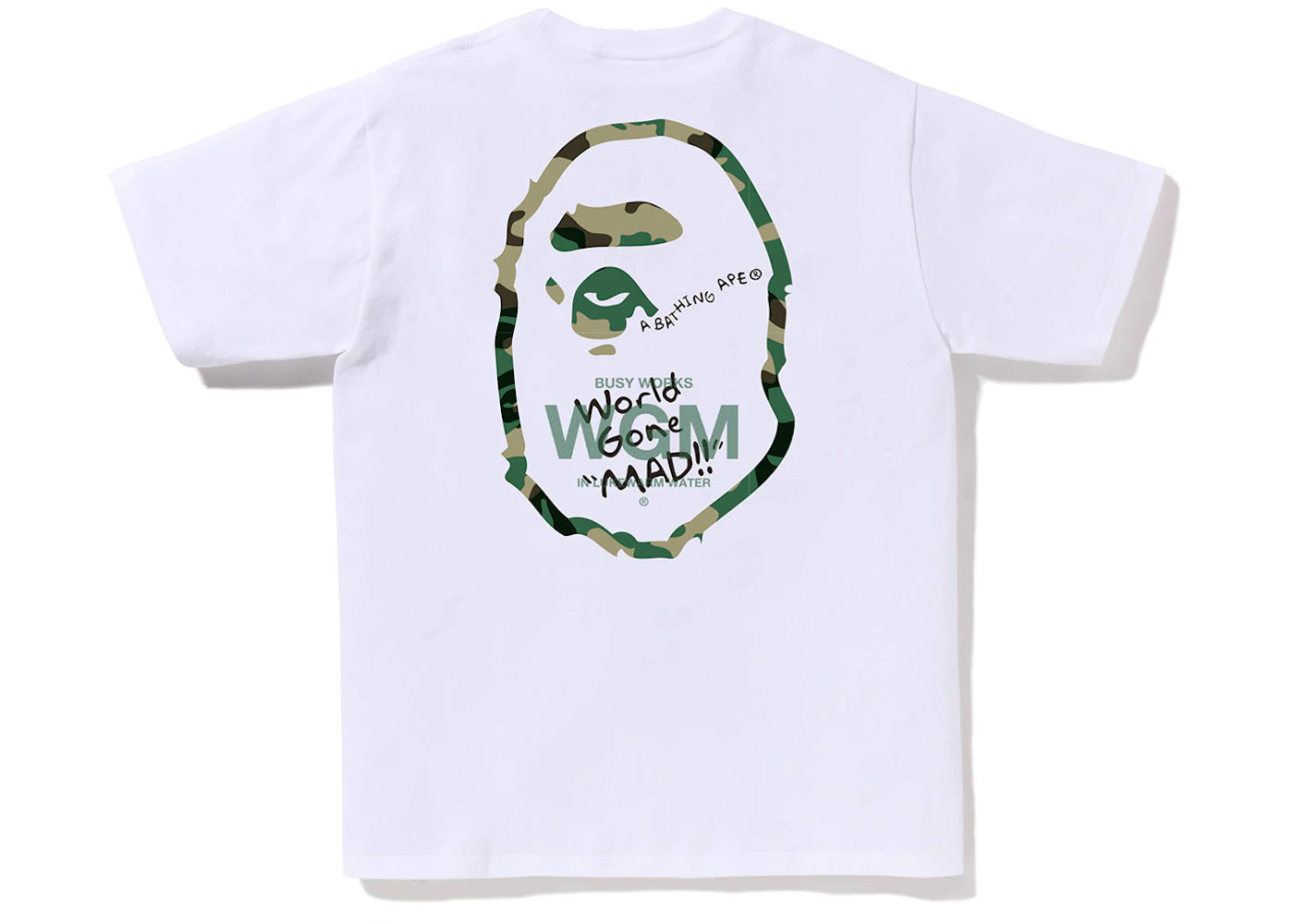 BAPE Woodland Camo WGM Ape Head Tee White