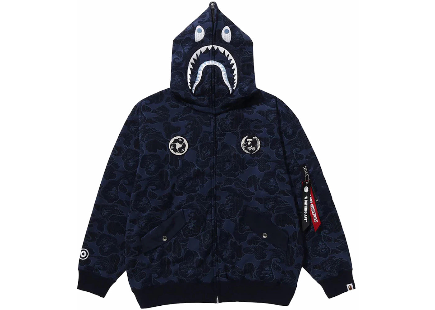 BAPE x Alpha Industries Shark Full Zip Hoodie Navy