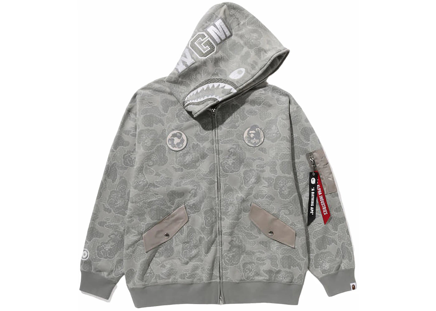 BAPE x Alpha Industries Shark Full Zip Hoodie Olivedrab