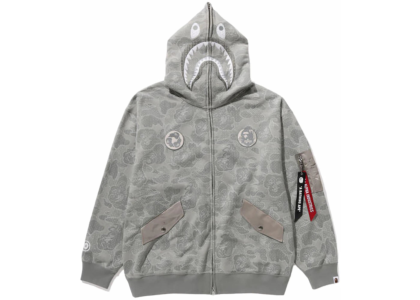 BAPE x Alpha Industries Shark Full Zip Hoodie Olivedrab