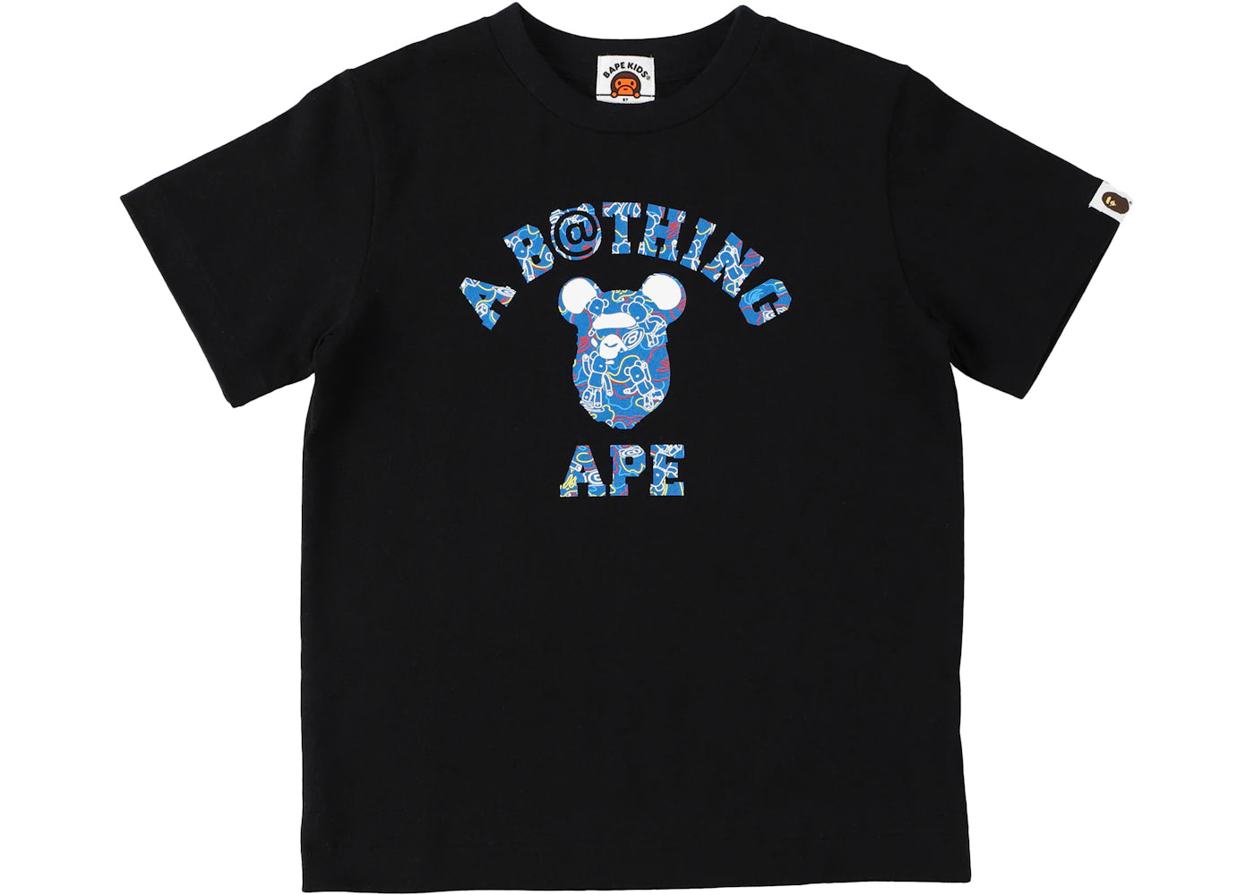 BAPE x Bearbrick Camo Bear College Kids Tee Black