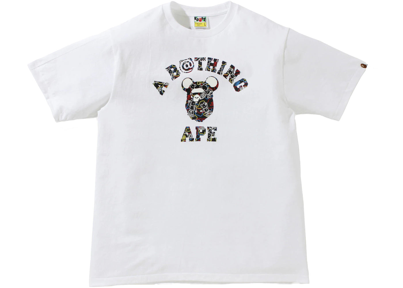 BAPE x Bearbrick Camo Bear College Tee White