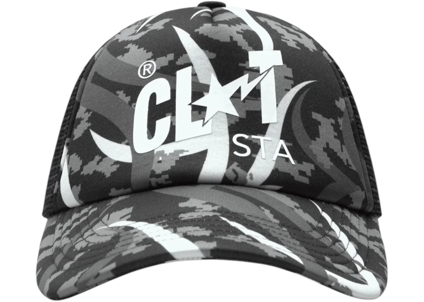 BAPE x CLOT Egra Camo Trucker Cap Grey