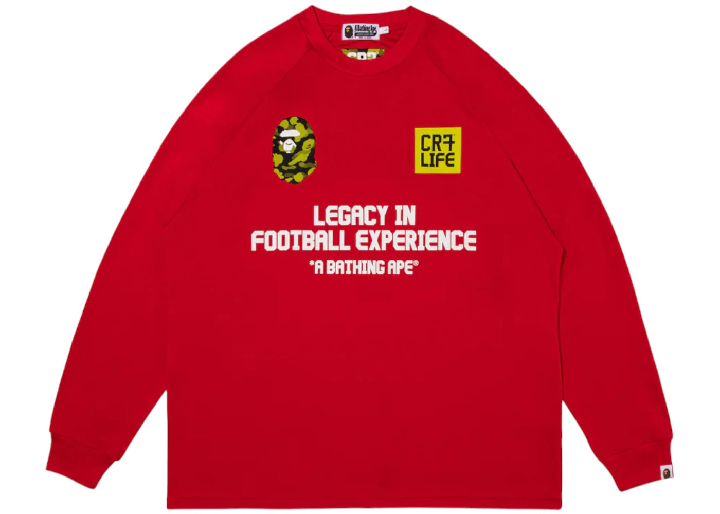 BAPE x CR7 Life Multi Logo Relaxed Fit LS Football Jersey Red