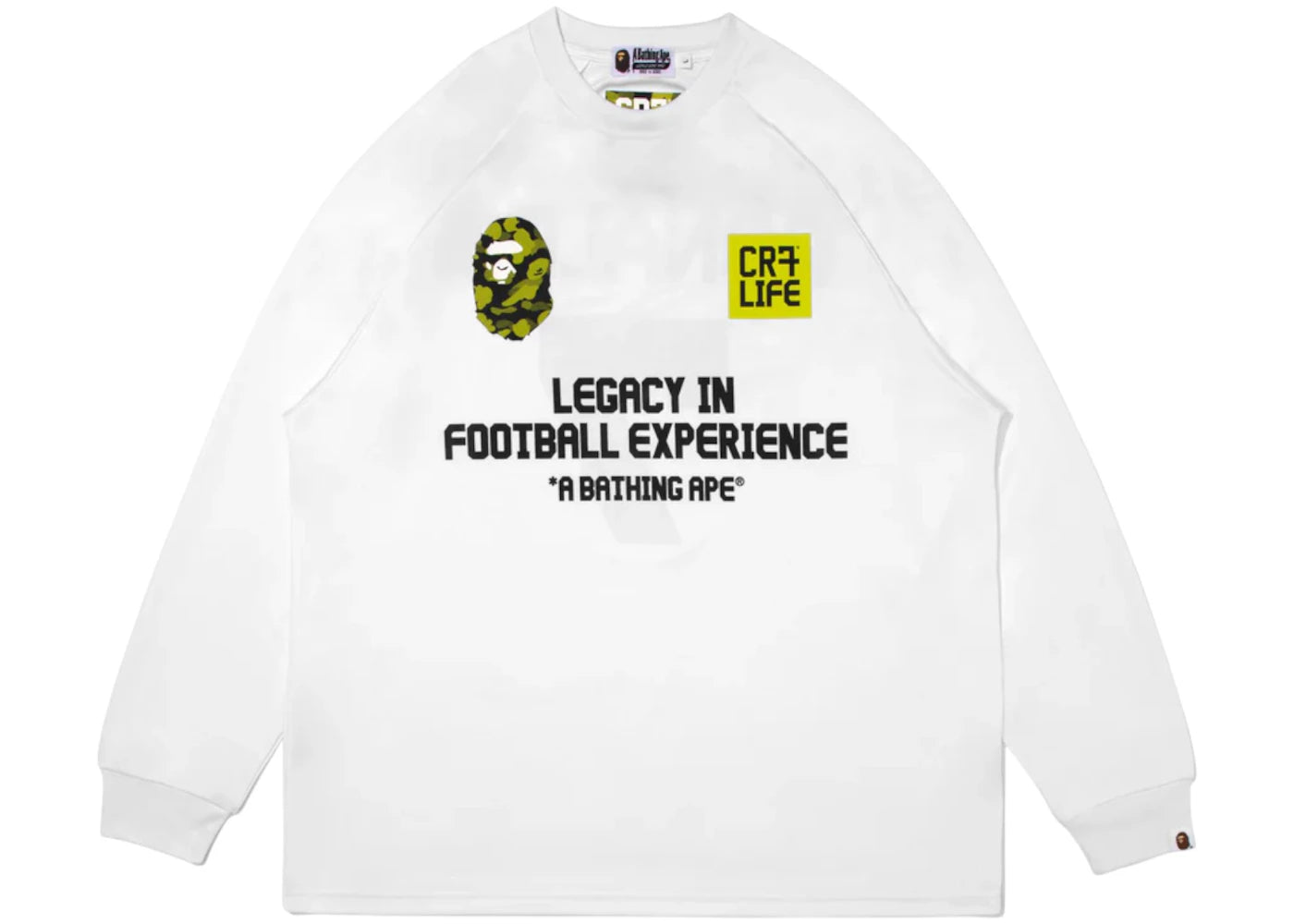 BAPE x CR7 Life Multi Logo Relaxed Fit LS Football Jersey White