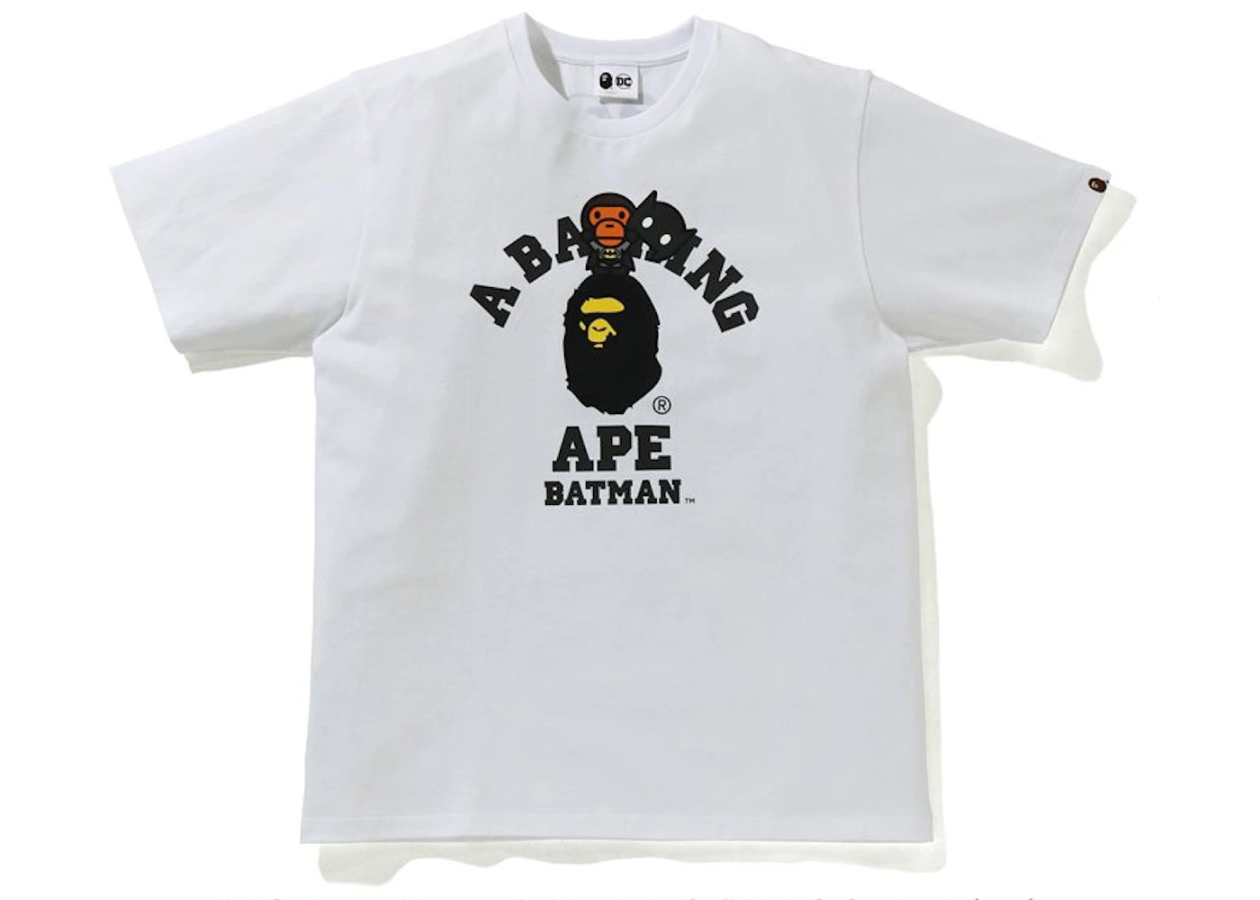 BAPE x DC Baby Milo Batman College Tee White