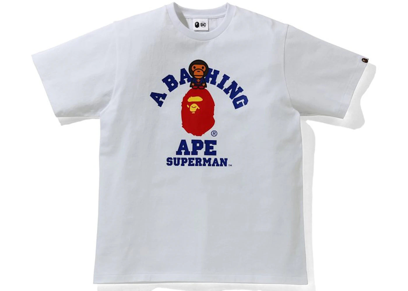 BAPE x DC Baby Milo Superman College Tee White