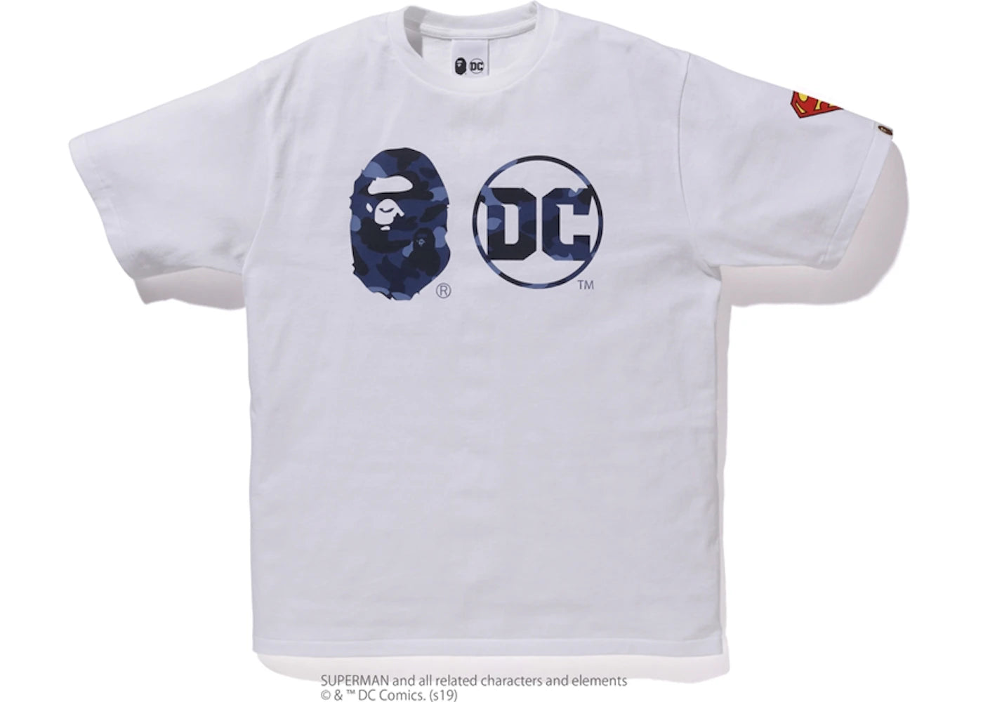 BAPE x DC Superman Apehead DC Logo Tee White/Navy