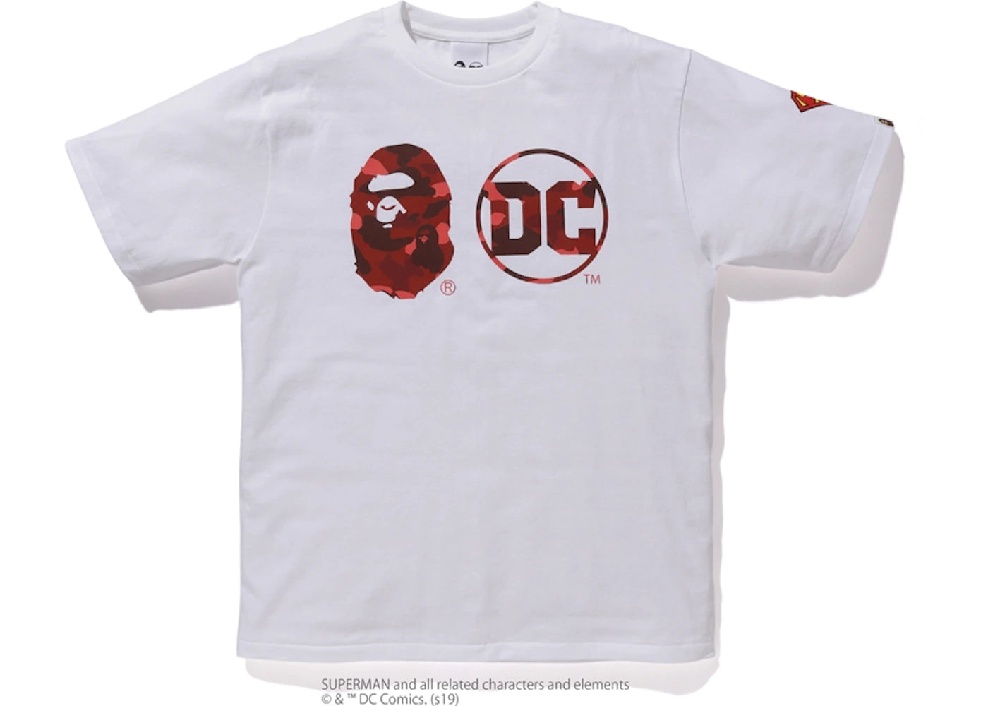 BAPE x DC Superman Apehead DC Logo Tee White/Red