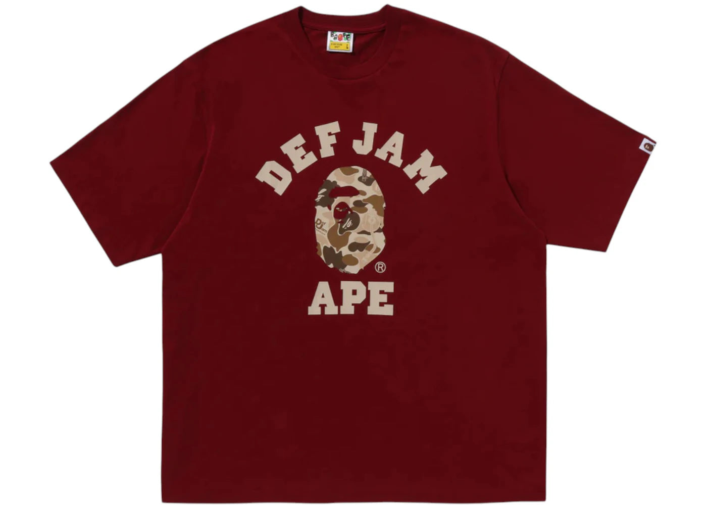 BAPE x Def Jam Camo College Relaxed Fit Tee (FW25) Burgundy